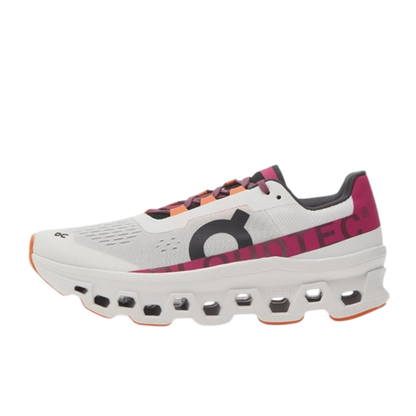 On Cloud Women's Cloudmonster  Running Shoes, Undyed-white / Aurora