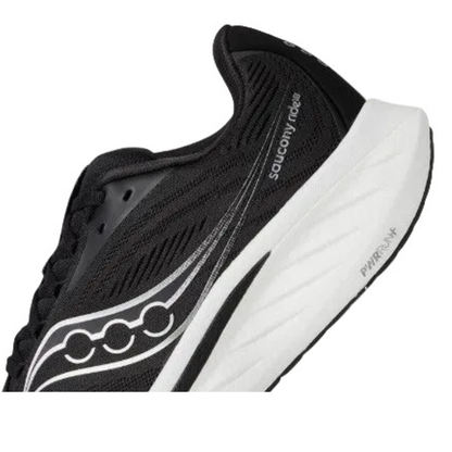 Saucony Men's Ride 18 Sneaker, Black/White, Wide - Ndoros