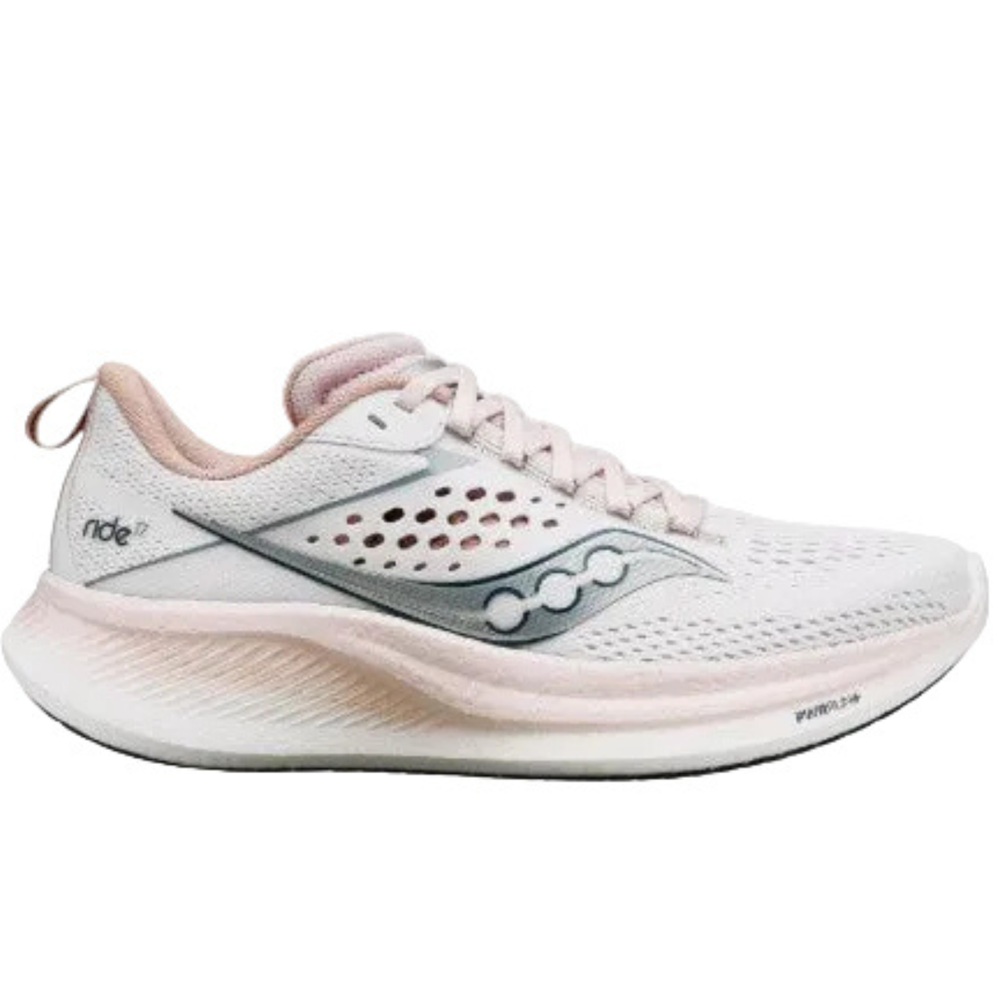 Saucony Women's Ride 17 Running Shoe, White/Lotus - Ndoros