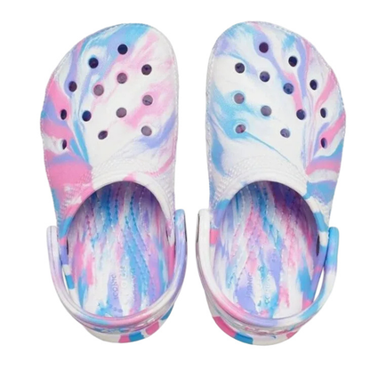 Crocs Classic Marbled Clog K White/Pink Kids