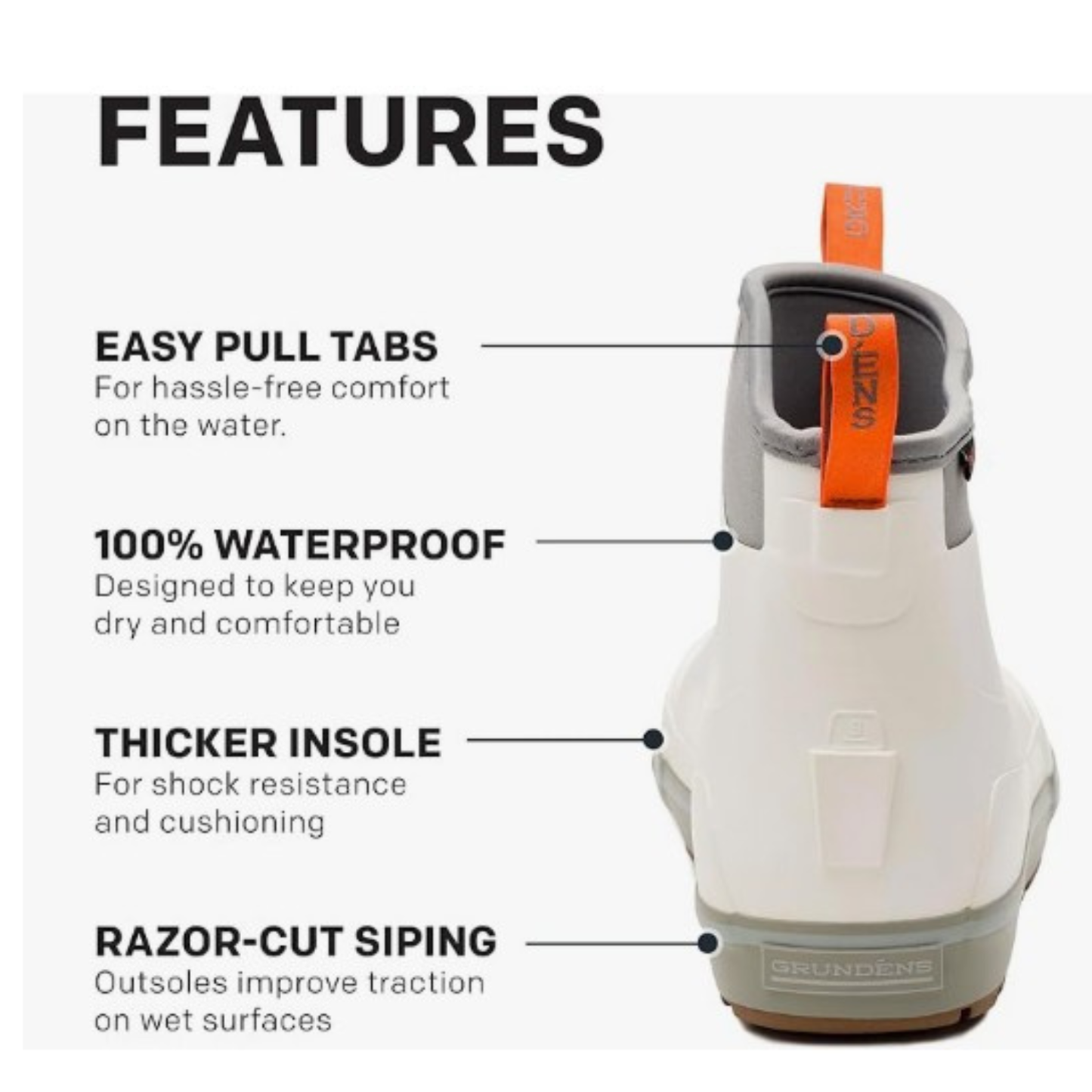 Grundens Men’s Deck-Boss Ankle Boot Waterproof, Waterproof,  White Squall