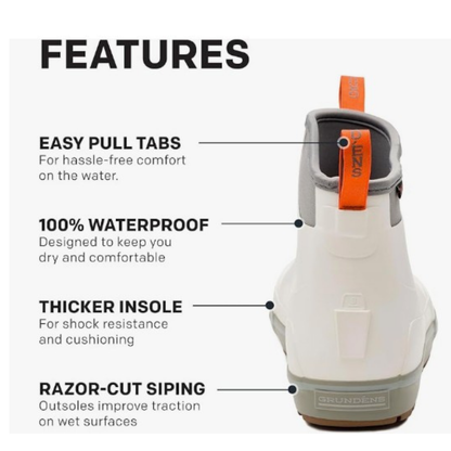 Grundens Men’s Deck-Boss Ankle Boot Waterproof, Waterproof,  White Squall