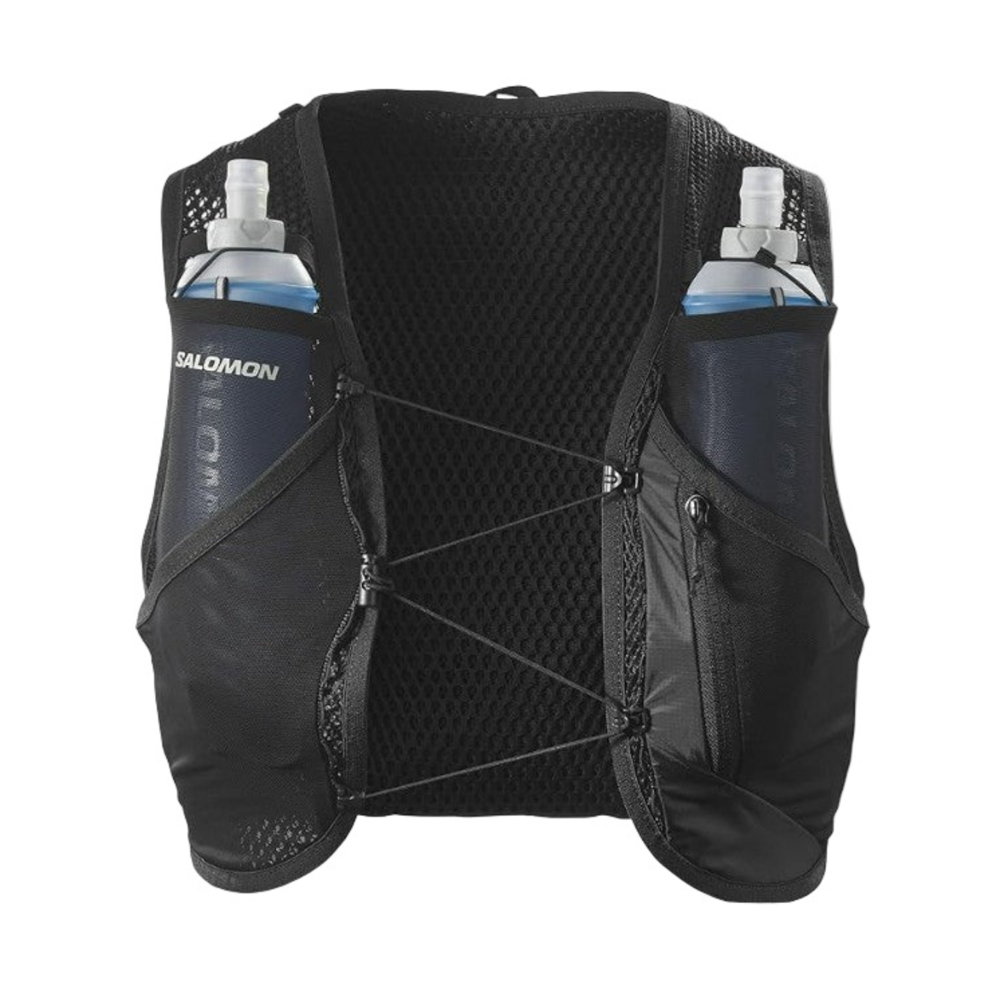 Salomon Unisex Active Skin 8, Hydration & Storage Vest with 500ml Flasks Included - Black / Metal - Ndoros