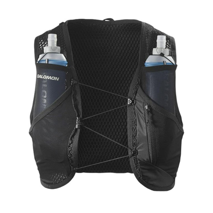 Salomon Unisex Active Skin 8, Hydration & Storage Vest with 500ml Flasks Included - Black / Metal - Ndoros