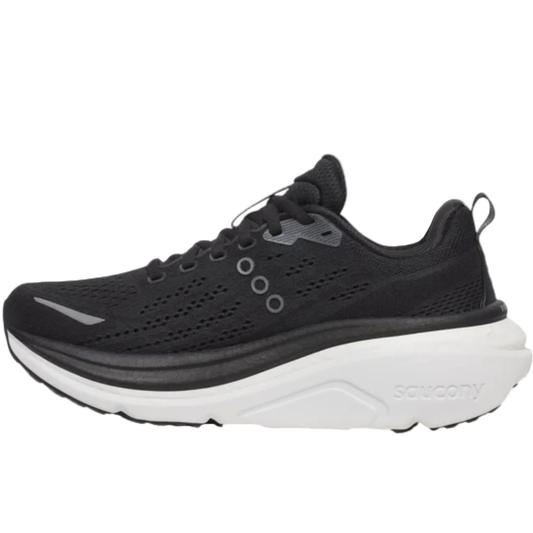 Saucony Women's Hurricane 25 Sneaker, Black/White, Wide - Ndoros