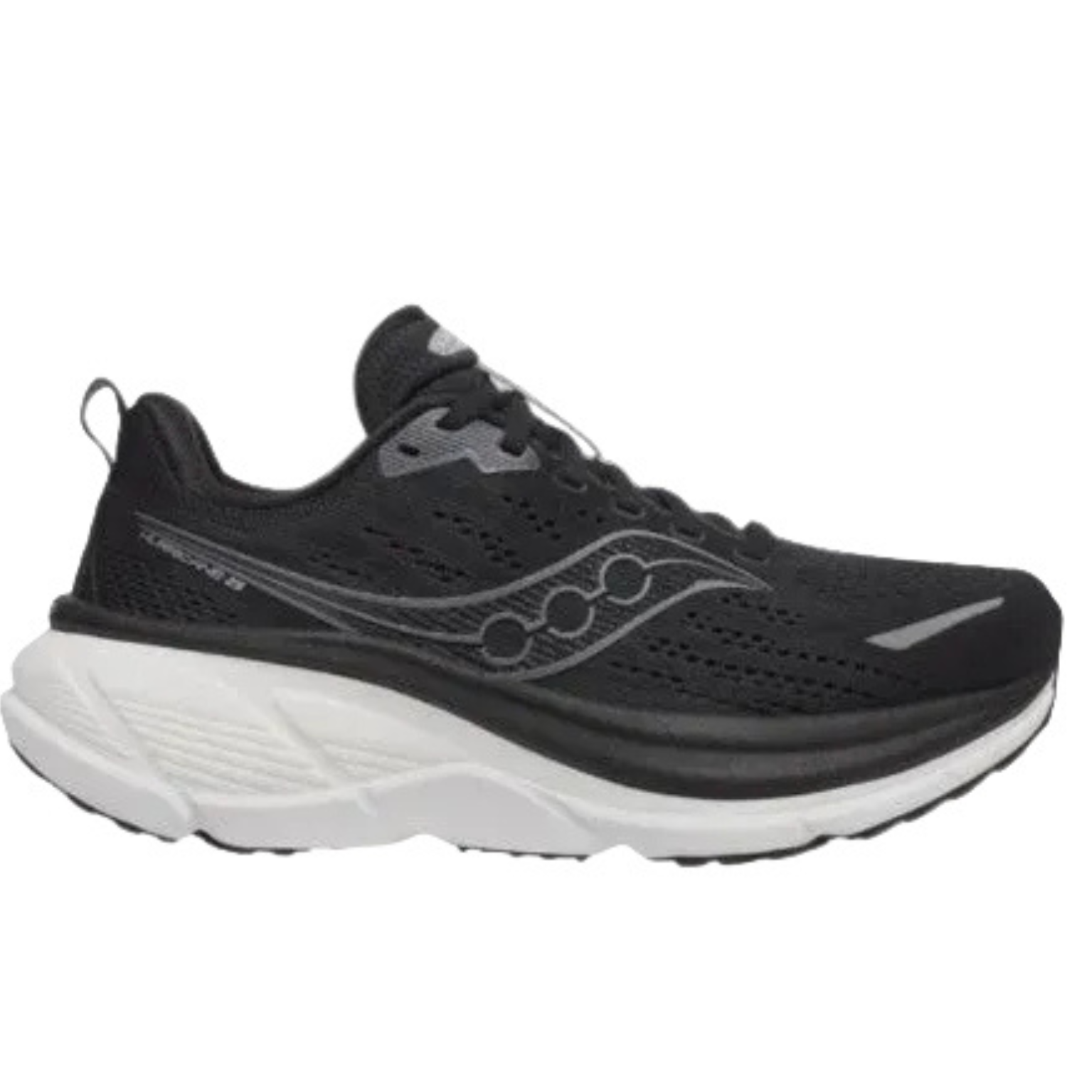 Saucony Women's Hurricane 25 Sneaker, Black/White, Wide - Ndoros