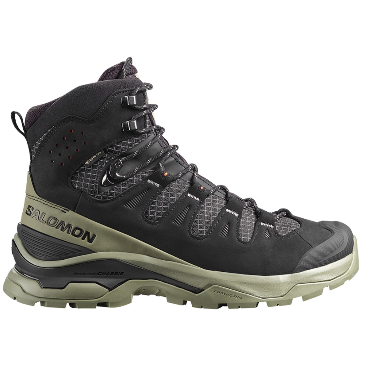 Salomon Men's Quest 5 GTX Hiking Shoe, Black / Deep Lichen Green / Black