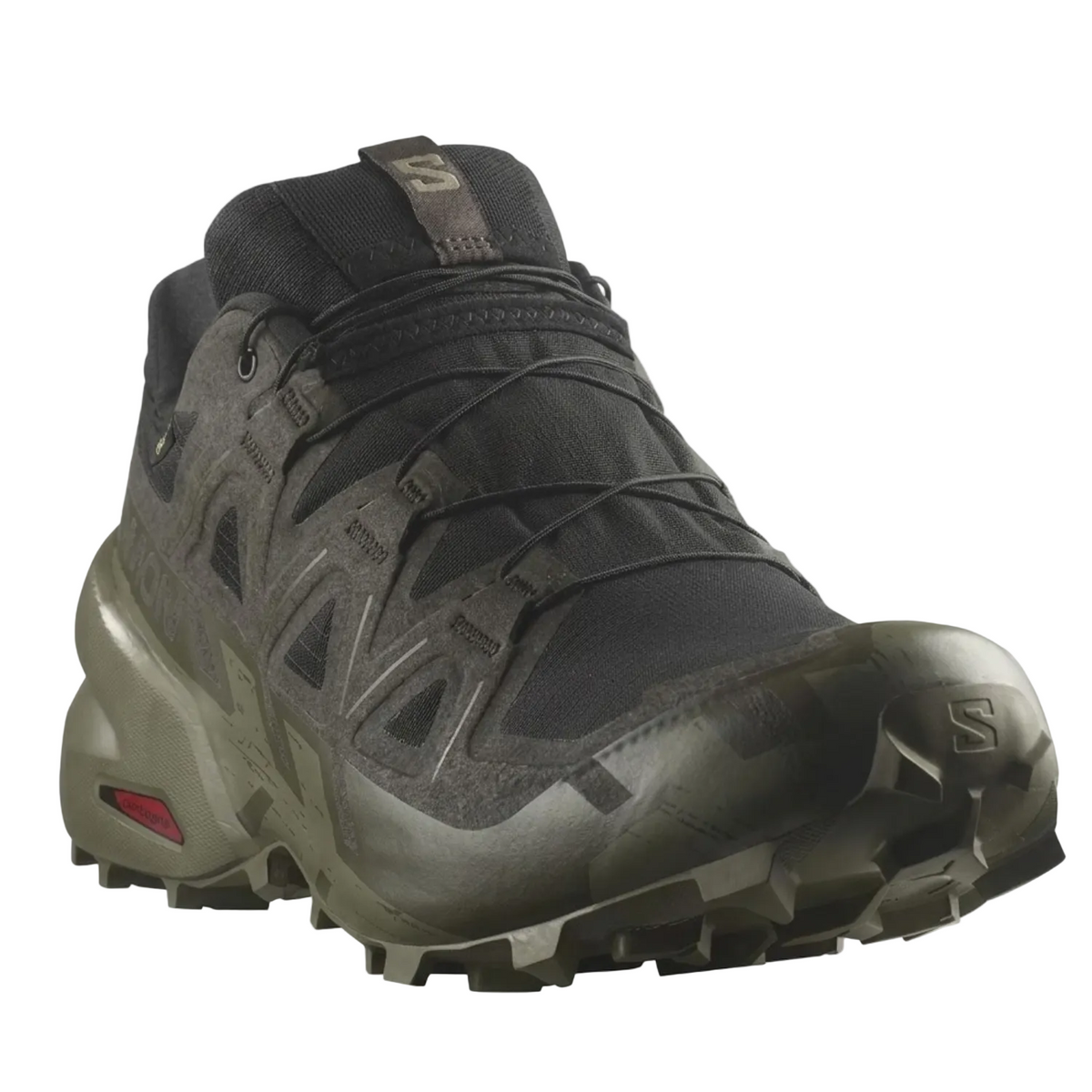 Salomon Men's Speedcross 6 GTX Sneaker, Black/Peat/Deep Lichen Green - Ndoros