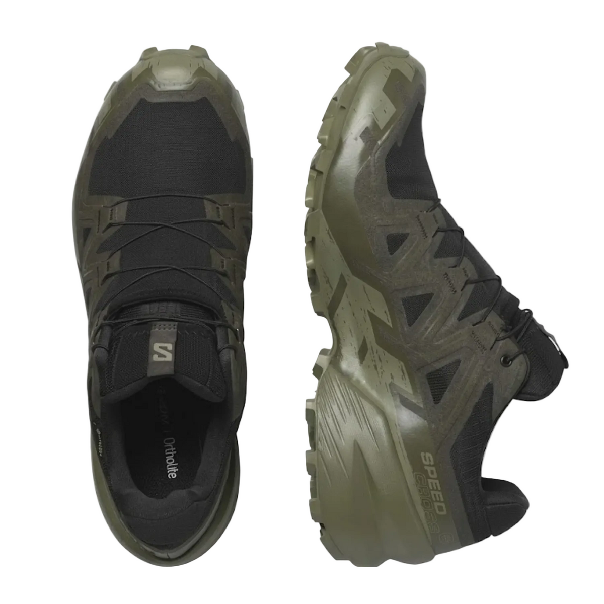 Salomon Men's Speedcross 6 GTX Sneaker, Black/Peat/Deep Lichen Green - Ndoros