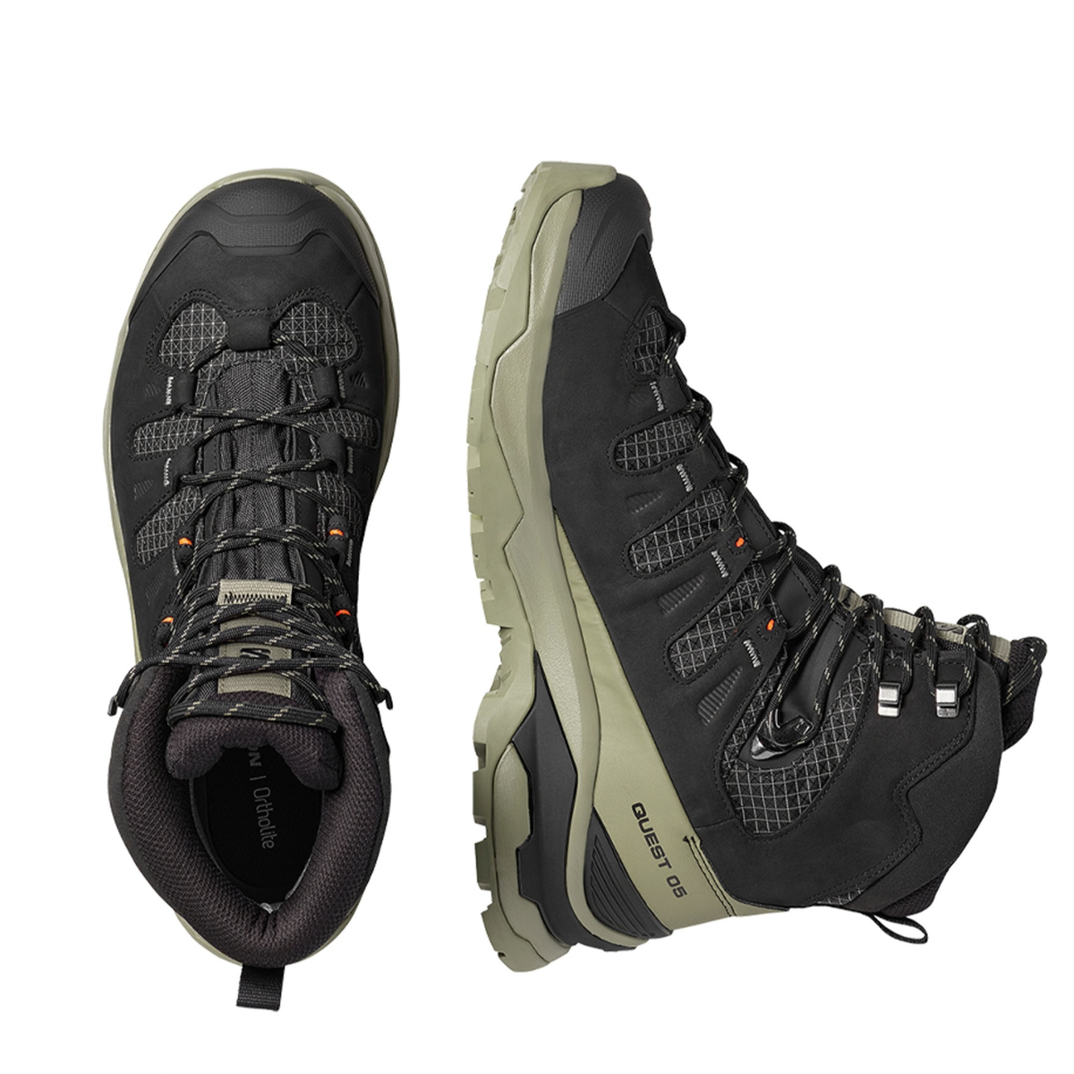 Salomon Men's Quest 5 GTX Hiking Shoe, Black / Deep Lichen Green / Black