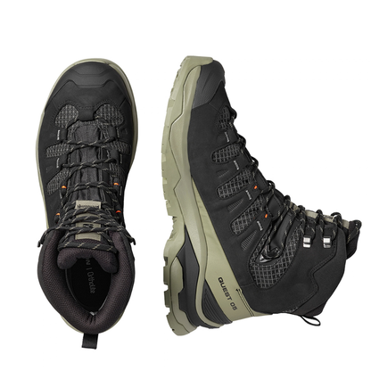 Salomon Men's Quest 5 GTX Hiking Shoe, Black / Deep Lichen Green / Black