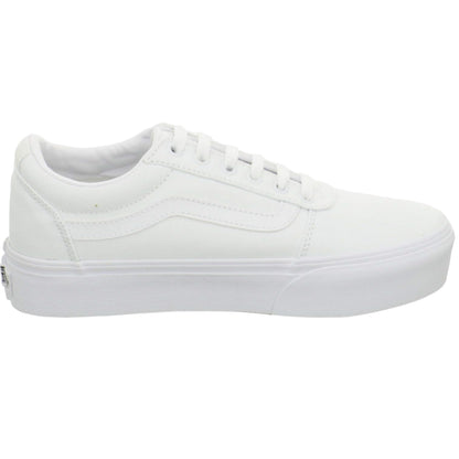Vans Women's Ward Platform Sneaker, Canvas White - Ndoros