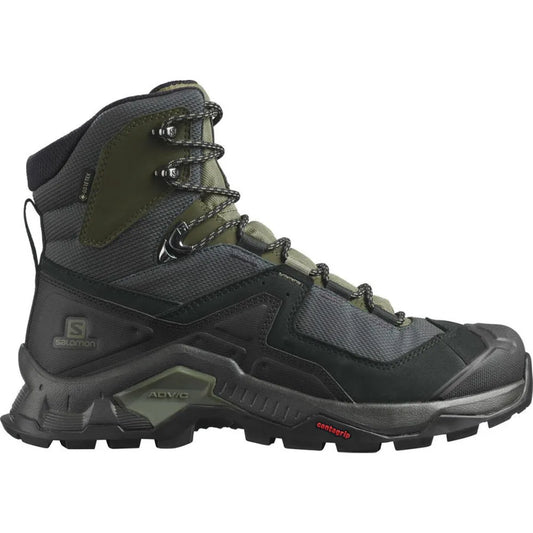 Salomon Men's QUEST ELEMENT GORE-TEX Leather Hiking Boots, Black / Deep Lichen Green / Olive Night