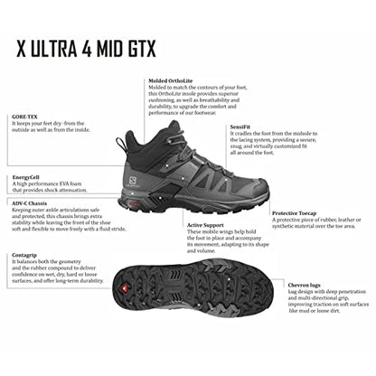 Salomon X Ultra 4 MID Gore-TEX Hiking Boots for Men,Wide